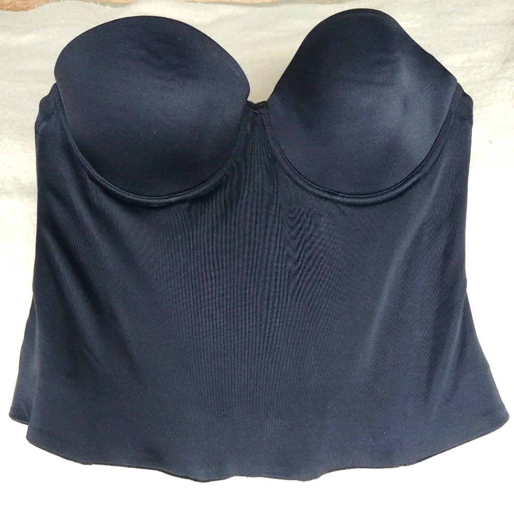Black satin boned corset top